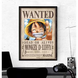 Póster de One Piece, Se Busca a Monkey D. Luffy, Arte de Pared en Papel con Marco Negro - Product Image 1