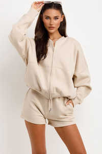 Conjunto de chándal de 2 piezas con capucha y pantalones cortos para mujer, conjunto de chándal con capucha y chándal corto para mujer, conjunto de 2 piezas para mujer - Product Image 3