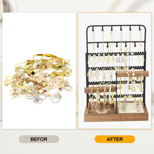 Support à bijoux haut de gamme avec support à bijoux en métal de grande capacité avec base en bois organisateur de bijoux de haute qualité à bas prix - Product Image 4