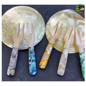 จานและช้อนไข่มุกระดับพรีเมี่ยมจานกลมสำหรับคนรักการรับประทานอาหารของแม่ไข่มุกทรงกลมสำหรับตกแต่งและรับประทานอาหาร - Product Image 2