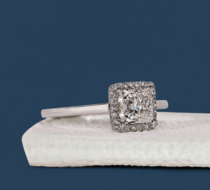 14K White Gold Princess Cut Lab Grown Diamond Halo Engagement Ring 1.09 CTW VVS2 F IGI Certified Rhodium Plated Women's - Product Image 3