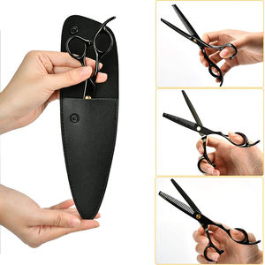 กรรไกรตัดผมสแตนเลส6.5นิ้วสีดำเคลือบพร้อมกระเป๋าหนัง - Product Image 5