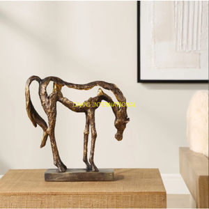 Sculpture de Cheval Abstrait Finition Bronze Figurine d'Art Moderne Statue d'Animal de Table Élégante Accent Décoratif de Bureau à Domicile - Product Image 2