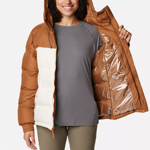 Chaqueta de burbujas con capucha de bloque de color personalizado para mujer, chaqueta de burbujas con cremallera y bolsillo personalizado de 2 lados, servicio OEM personalizado 2025 - Product Image 5