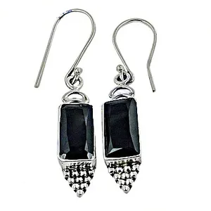 Women's 925 <b>Silver</b> <b>Dangle</b> <b>Earrings</b> with Black Onyx and Zircon Trendy Religious Classic Style for Party Christian Jewelry Gift - Product Image 1