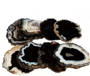 Posavasos de ágata negra natural al por mayor de cristal superventas para curar meditación metafísica decoración del hogar posavasos de piedras preciosas - Product Image 1