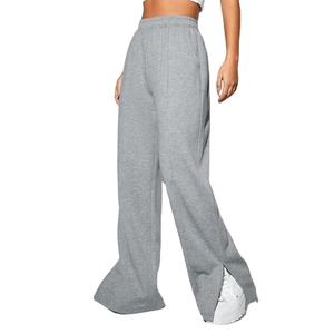 Pantalones de chándal holgados Logotipo personalizado Algodón Cordón Pantalones acampanados de Corte Lateral Pantalones de chándal para mujer - Product Image 1