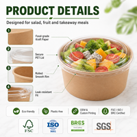 Tazón Redondo de Papel para Frutas y Pasta, Construcción Anti-fugas, Precio Directo de Fábrica, Servicio OEM ODM, Proveedor