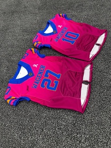 Camiseta de fútbol americano transpirable 100% poliéster con estampado por transferencia térmica, camisetas de concienciación sobre el cáncer, colores personalizados, sublimación - Product Image 4