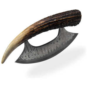 Couteau à pizza fait à la main en acier damas tête de hache personnalisée professionnelle avec manche en bois et gaine en cuir - Product Image 2