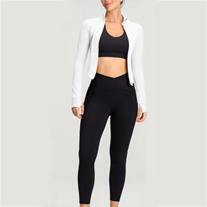Veste de yoga tendance pour femmes, tissu extensible dans les quatre sens, respirant, léger, fermeture éclair, manches longues, confortable, sportive, décontractée, veste de yoga - Product Image 4