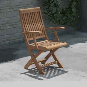 Silla Plegable de Madera de Teca Bert Cam, Acabado Natural - Product Image 1