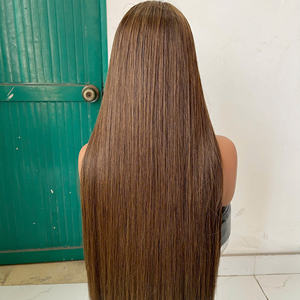 Peluca de cabello humano más vendida, peluca con cierre de encaje en la parte media, cabello liso natural para mujeres, estilo suave, proveedor de cabello virgen, color - Product Image 1