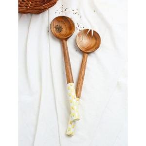 Dernier ensemble de serveurs à salade en bois de meilleure qualité ensemble de serveurs à salade en bois poignée en résine ustensiles de cuisine décor à manger outils de vaisselle - Product Image 4