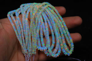 Perles d'opale éthiopienne naturelle Strand Lisse Poli Opale Collier 3-5mm Rondelle Perles Collier 16 Pouces Longueur - Product Image 2