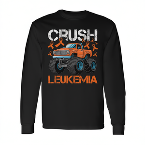 Maglietta a maniche lunghe Monster Truck Orange Ribbon, maglietta promozionale per la sensibilizzazione sul cancro alla leukemia - Product Image 2