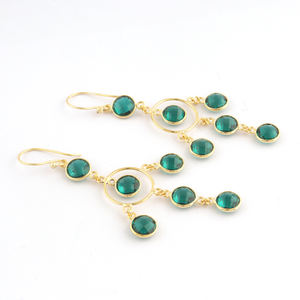High Quality 24k Gold Plated Bezel <b>Set</b> Statement Earrings Multi Stone Apatite Quartz Hanging Drop Dangle Earrings <b>Gift</b> for <b>Woman</b> - Product Image 2