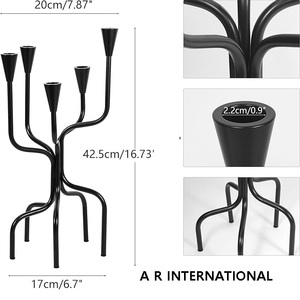 Bougeoir en fer à 5 bras fait à la main, support décoratif en fil métallique pour les cadeaux de fête d'anniversaire, la Saint-Valentin, Pâques - Product Image 2