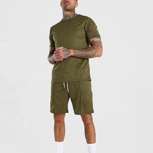 Ensemble de survêtement sportif pour homme été 2024, 2 pièces, tricot uni, thermique, séchage rapide, chemises et shorts, 100% coton, vêtements de sport - Product Image 4