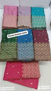 Beau tissu doux en soie avec broderie fil de viscose travail de tissu de fête travail de broderie - Product Image 5