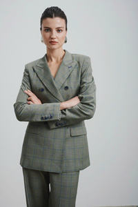 Blazer elegante con botones bordados de doble botonadura para mujer, colección de ensueño de verano de alta calidad, Material no tejido en Color Oliva - Product Image 2