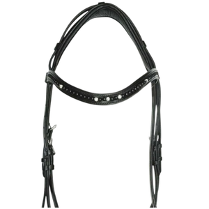 Brida de Cuero para Caballo con Diadema Anatómica Elegante, Acolchado Suave de Alta Calidad, Diadema con Cristales Negros, Patentada - Product Image 4