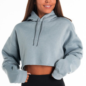 Sudaderas Cortas con Capucha para Mujer, Logotipo Personalizado, Estilo Holgado, Tejido de Punto, 100% Algodón, Alta Calidad - Product Image 1
