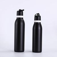 Bouteille de voyage en acier inoxydable de 24 oz avec double bouchon, bouteille d'eau isolée sous vide avec sangle, livraison rapide aux États-Unis/UE