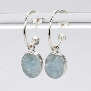 Pendientes de Plata con Moissanita en Bruto - Pendientes Modernos Hechos a Mano con Baño de Oro/Plata/Oro Rosa para Mujer - Product Image 1