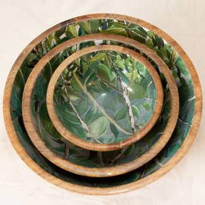 Bol de service rond en bois imprimé Émail personnalisé Fini Servez vos collations et salades avec style avec nos bols en émail Taille personnalisée - Product Image 6