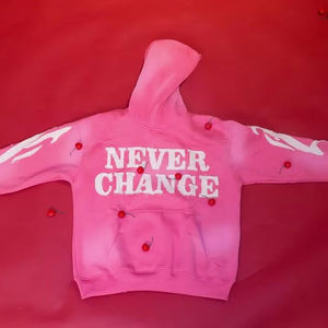 เสื้อฮู้ดดี้ผู้ชายแบบหนาพิเศษ สไตล์วินเทจ ล้างสีแบบแอซิดวอช ตกแต่งด้วยแพทช์ปักลายแมงมุม สั่งทำขายส่งได้ - Product Image 1