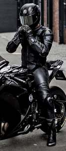 Combinaison en cuir pour moto noire avec doublure en coton amovible, veste et pantalon de protection pour la conduite, équipement de sécurité CE - Product Image 2