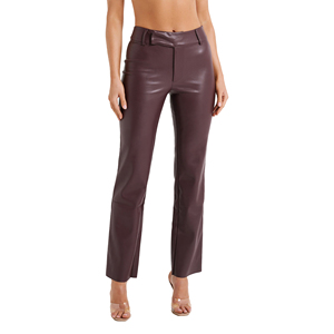 Pantalon en cuir avec logo personnalisé de haute qualité pour femmes entièrement personnalisé couleur unie taille haute hiver Style décontracté vente en gros - Product Image 1