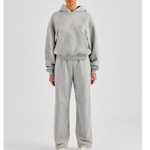 Ensemble de survêtements de jogging décontracté 2 pièces de qualité supérieure pour homme, sweat à capuche uni, survêtement grande taille pour l'hiver - Product Image 1