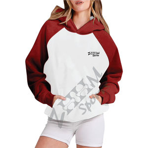 เสื้อมีฮู้ดถักโอเวอร์ไซส์ของผู้หญิงอินเทรนด์เสื้อสวมหัวแขนยาวเสื้อซับในสีบล็อกลวดลายธรรมดาพิมพ์ลายลำลองฤดูใบไม้ร่วงฤดูหนาว - Product Image 1