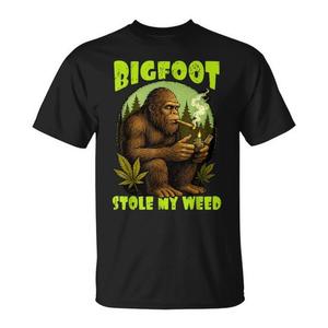 T-Shirt Divertente per Amanti del Cannabis 'Bigfoot Mi Ha Staccato l'Erba' per Fumatori, Prodotto Promozionale - Product Image 1