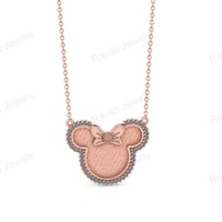 Qualité Semi Monté 925 Argent 25x32mm Réglage Zircon Pendentif Plaqué Or Bas Prix Mickey Mouse Collier Bijoux Pour Mariage