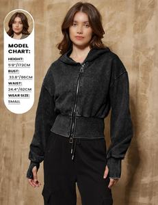 Sudadera con capucha corta de moda para mujer, nueva, elegante, barata, superventas, con lavado ácido, tops con capucha para mujer 2026 - Product Image 3