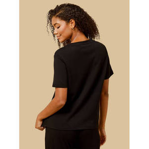 Camiseta Lisa para Mujer, Clásica, Informal, de Manga Corta, Básica, Suave, para Uso Diario, con Logotipo Personalizado OEM, Marca Privada - Product Image 3