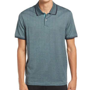 Polo jacquard décontracté pour homme de qualité supérieure, manches courtes, respirant, en coton et maille, pour le golf et les affaires, coupe ajustée - Product Image 1
