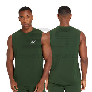 เสื้อกล้ามผู้ชายเสื้อฟิตเนสสีทึบออกแบบโลโก้ได้ตามที่ต้องการ - Product Image 6