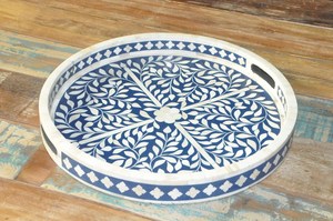 Bandeja de Servir Única con Incrustaciones de Hueso Negro, Acabado Pulido de Grado Comercial, Diseño Clásico para Hogares, Restaurantes y Decoración Navideña - Product Image 5