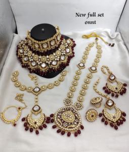 TRADITIONNEL & FANTAISIE ANTIQUE DESIGNER BIJOUX DE MARIÉE PLAQUÉ OR ET CZ ZIRCON ENSEMBLE DE COLLIER DE MARIAGE ET POUR FEMMES ET FILLE - Product Image 3