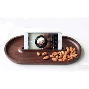 Bandeja de madera de lujo de alta calidad rectángulo sólido Acacia madera desayuno bandeja para servir con soporte de teléfono para Hotel restaurante y hogar - Product Image 3