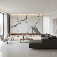 Dalles de marbre naturel blanc élégantes pour revêtement mural de salle de bain de villa moderne, crédence de cuisine, salle à manger, finition polie haute brillance, grandes dalles
