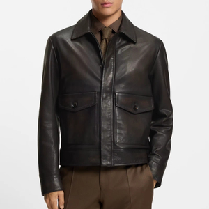 Elegante chaqueta de cuero para hombre, Material transpirable, cómoda, con cremallera, cuello levantado, ropa de abrigo informal de invierno para hombres, ropa de moda - Product Image 1