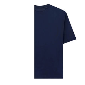 High Quality Embroidered Customizable Logo Front Plus Size <b>Men's</b> Casual Short Sleeve T-shirt Dark <b>Blue</b> 220gsm 100% Organic - Product Image 3