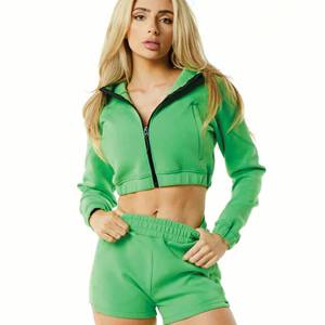 Sudadera corta de cuello alto de forro polar Sherpa grueso para mujer, estilo coreano, para estudiantes, otoño-invierno, con media cremallera, cálida - Product Image 2