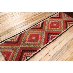 Kilim Turkish Rug, 3x9,5 ft Vintage Rug, <b>Red</b> Southwestern <b>Wool</b> Rug - Product Image 2