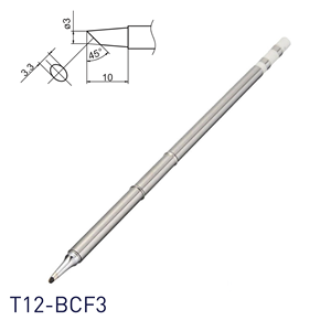 Punta de Soldador Hakko T12-BCF3 Shape-3BC, Material de Cobre Libre de Oxígeno, Inclinación de 45 Grados, Conector Deslizante con Pinza - Product Image 1